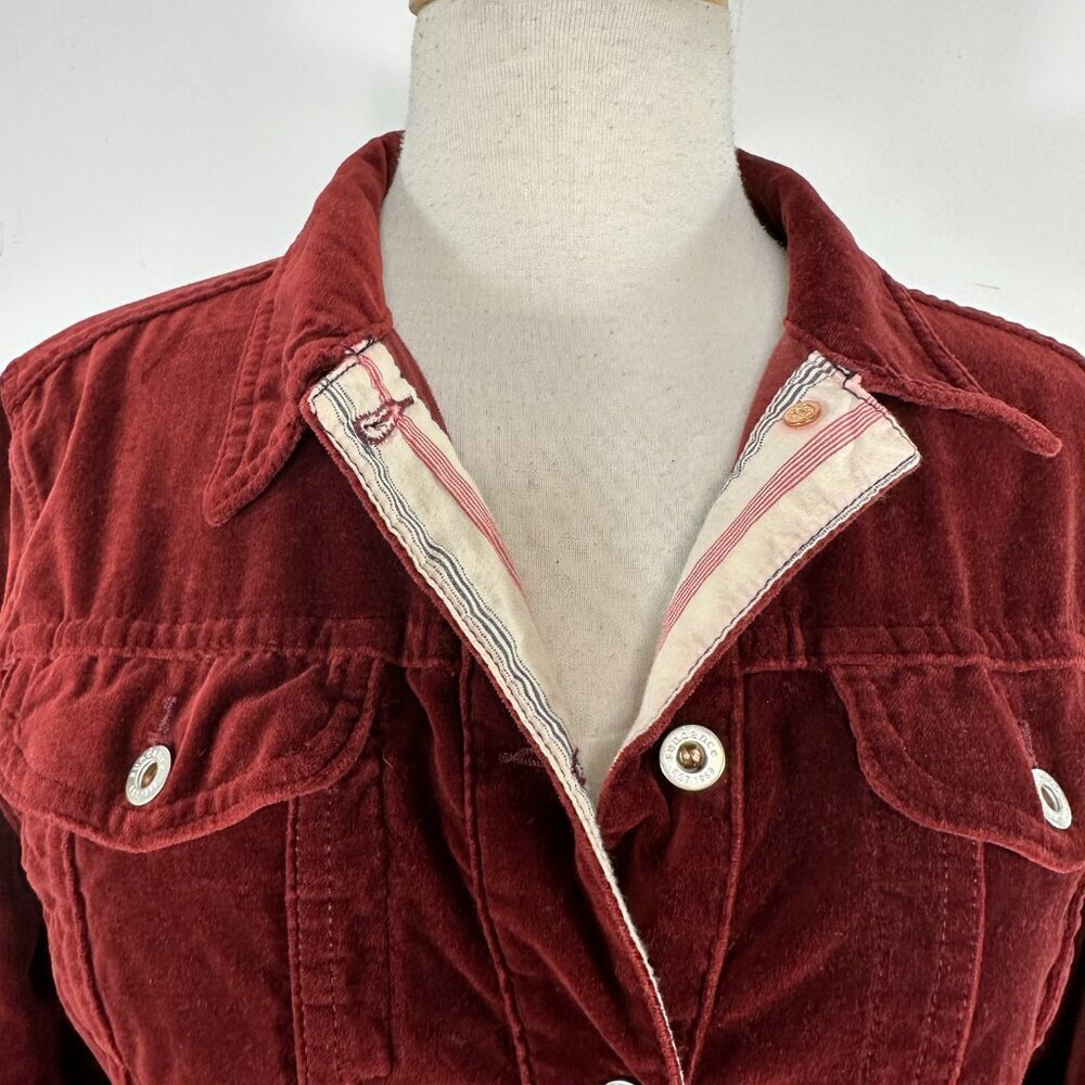 Sundance Wren Burgundy Velvet Velour Button Up Jacket Women's Size M - Picture 5 of 13